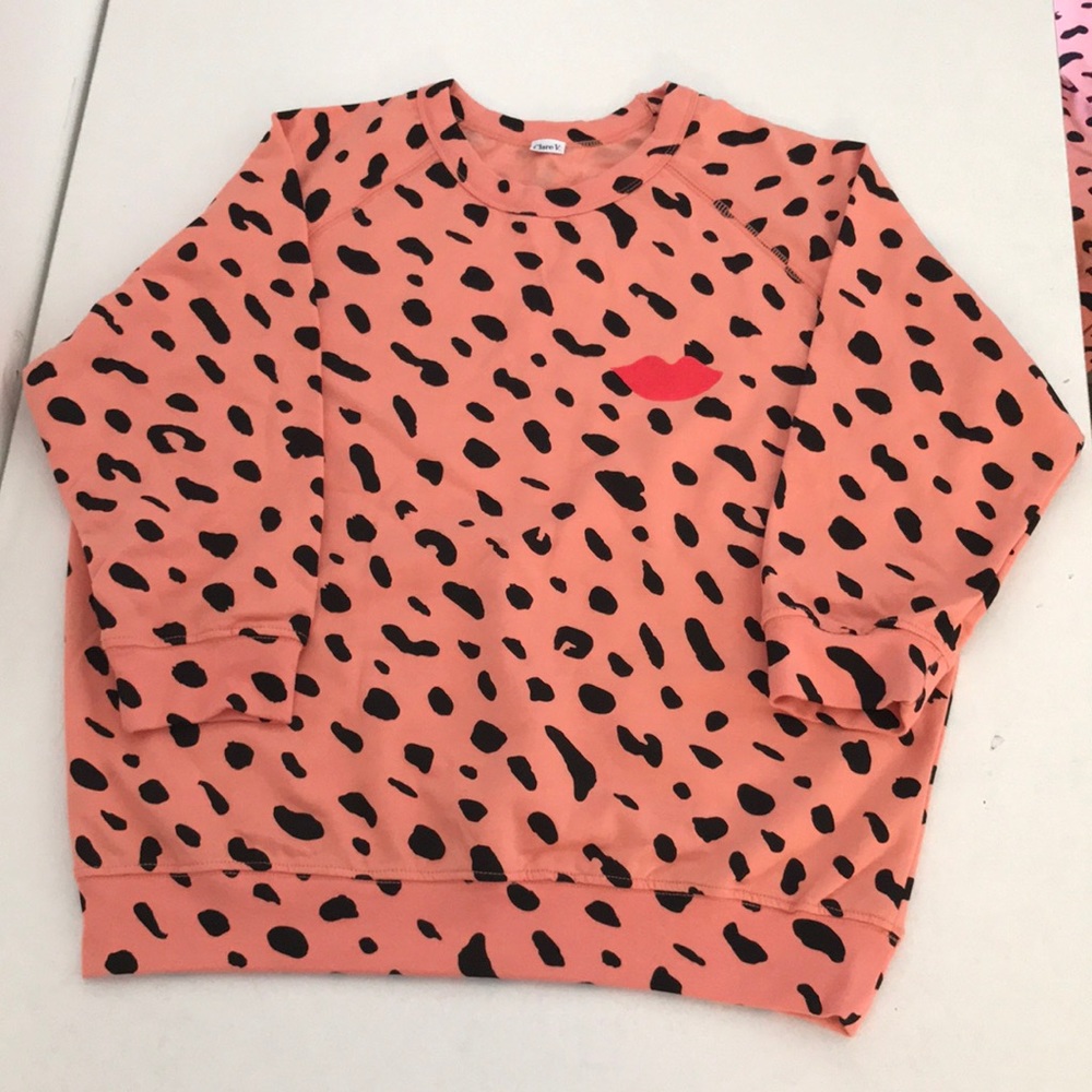 Clare V All Over Jag Lips Print Sweatshirt